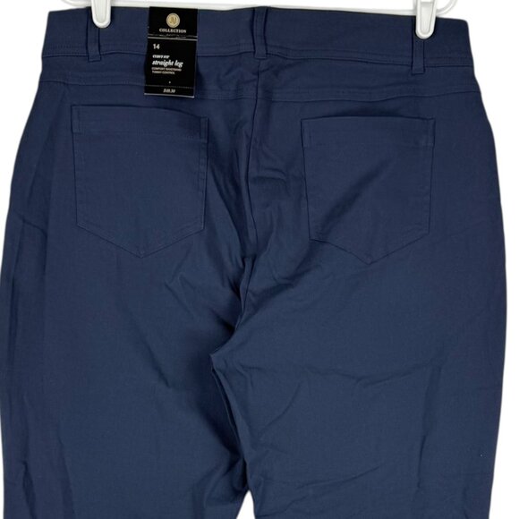 JM Collection Women's Curvy Fit Straight Tummy Control Navy Stretch Pants 14 NWT - Picture 4 of 9